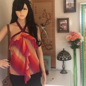 BANANA REPUBLIC Sunset Colored Ruffle Halter Top